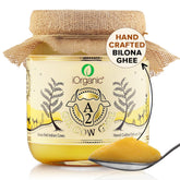 Natural Desi Cow Ghee By iOrganic | Delicous & Healthy Curd-Churned Cultured Pure Bilona A2 Ghee Perfect For Bones Health | (500ml) 16.9 Ounce | Jar Pack